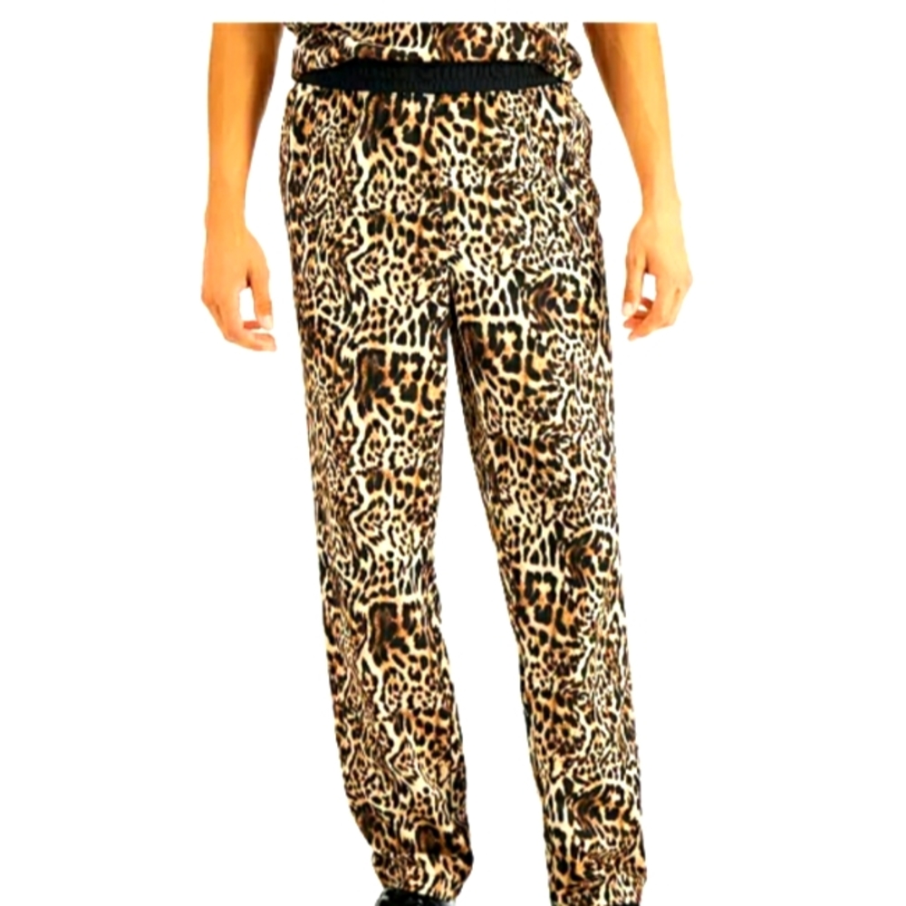 Men's Regular-Fit Leopard-Print Track Pants, Created for Macy's!